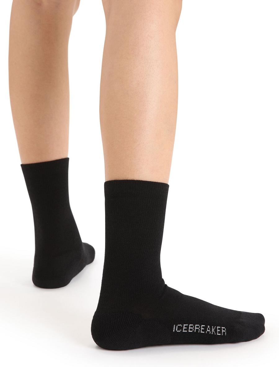 Black Women's Icebreaker Merino Lifestyle Light Crew Socks | USA 1418WNBY